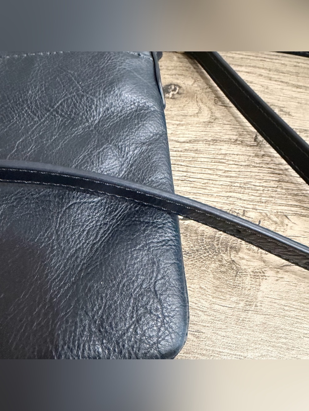 Fossil Black Blue Leather Crossbody Messenger Envelope Sidney Bag Shoulder Purse - Picture 12 of 12